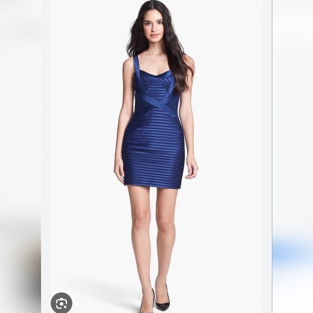 BCBGMAXAZRIA Rivas Blue Bandage Mini Dress Size 8 Petite